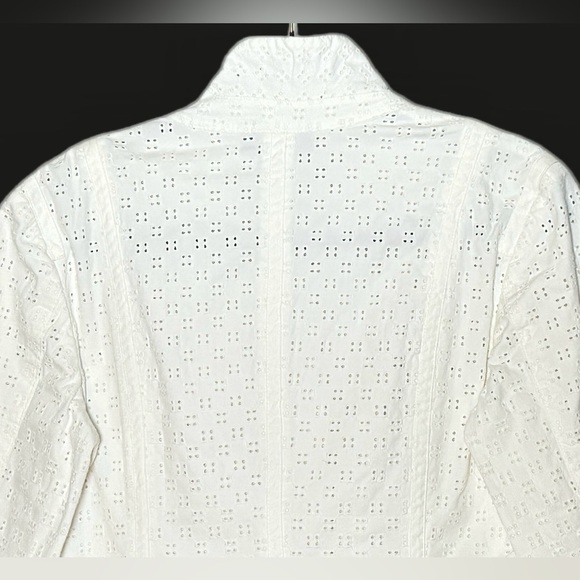 Talbots White Cotton Eyelet One-Button Blazer, Pockets & Stand-Up Collar, M (10) - Picture 6 of 16